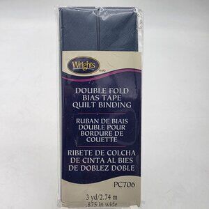Wrights Double Fold Bias Tape Quilt Binding Blue 3 Yards 0.875" Wide